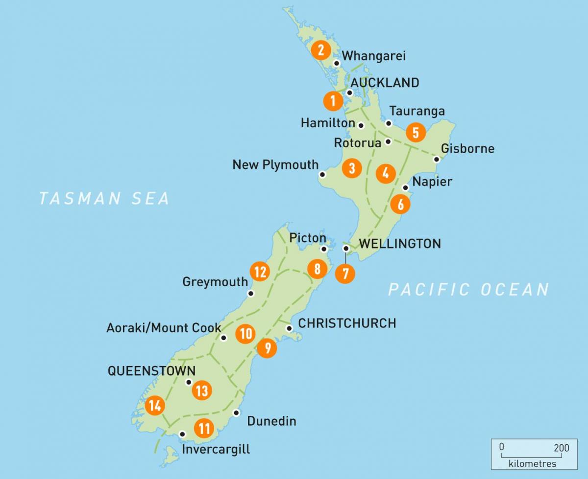 Օքլենդը Նոր Զելանդիայի քարտեզի վրա