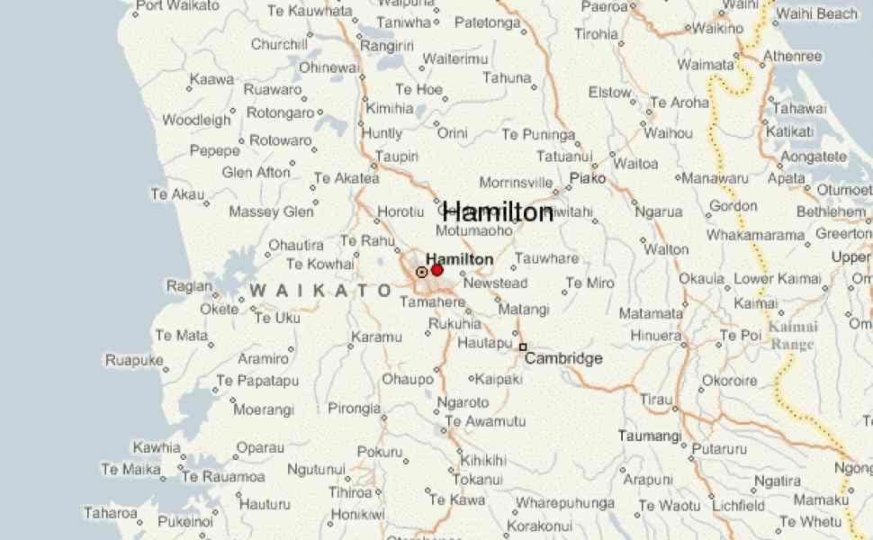 Քարտեզ Hamilton Նոր Զելանդիա