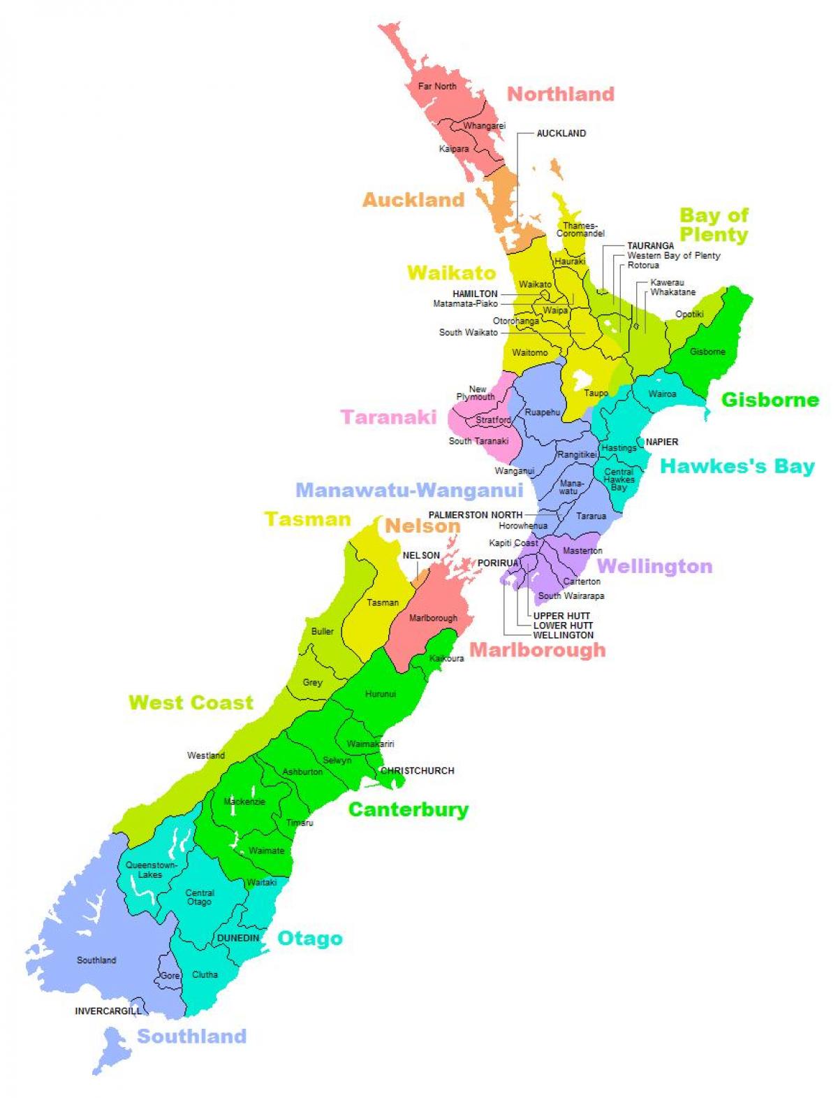 Նոր Զելանդիա շրջան քարտեզի վրա