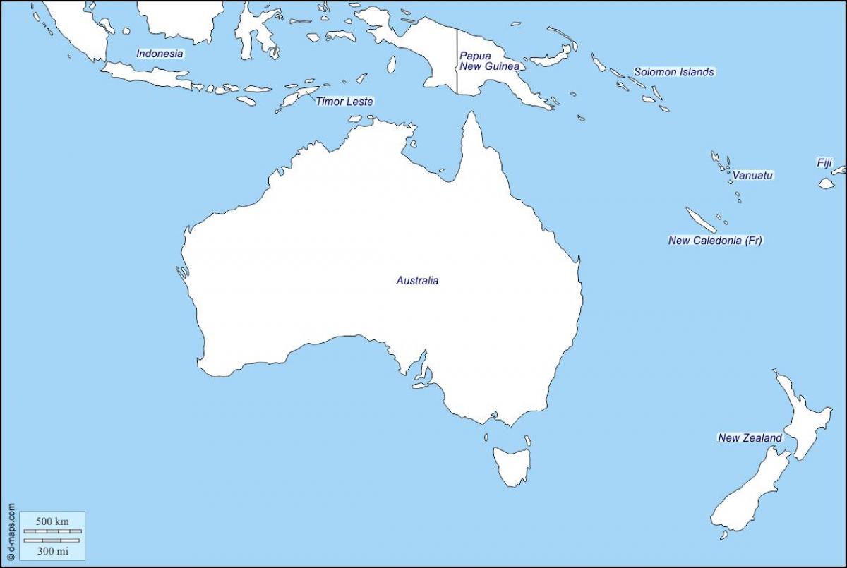 ուրվագծային քարտեզ Ավստրալիայի և Նոր Զելանդիայի