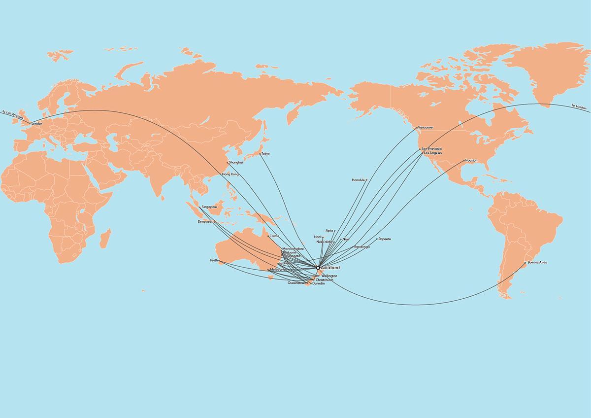 օդի Նոր Զելանդիա ճանապարհային քարտեզը միջազգային