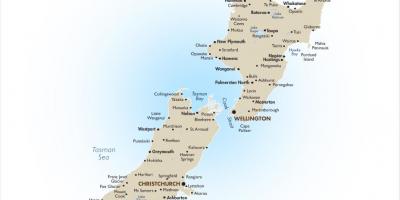 Քարտեզ է Նոր Զելանդիայի խոշոր քաղաքների